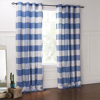 (One Pair) Country Elegant Blue And White Plaid Eco friendy Curtain