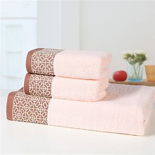 Siweidi Cotton Jacquard Water Cube Style Pattern Towel Set(Pink)