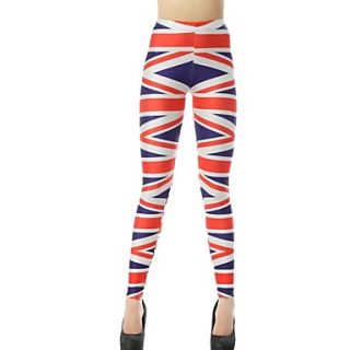 Elonbo Surrounded By Red Stripe Style Digital Painting Tight Women Leggings