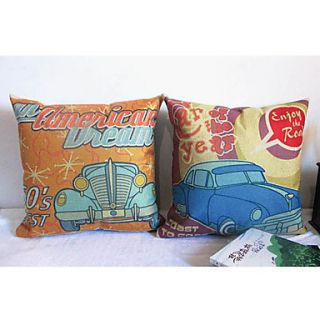 Set of 2 Car Poster Pattern Decorative Pillow Covers