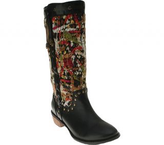 Womens Spring Step Tapestry   Black Leather Boots