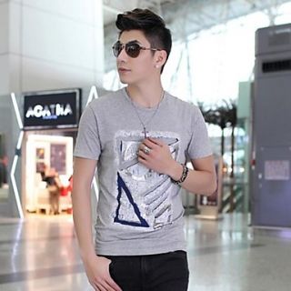 Mens Summer Round Neck Casual Short Sleeve Printing T shirts(Acc Not Included)