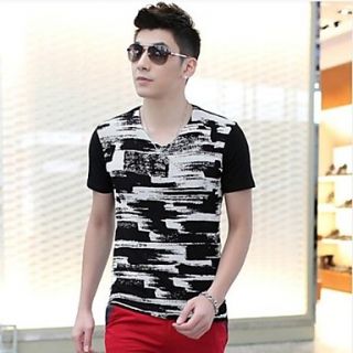Mens Summer V Neck Slim Casual Short Sleeve T shirt(Acc Not Included)