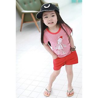 Girls Round Collor Lovely Stripes Print Clothing Sets