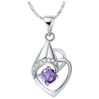 VintageHeart Shape Alloy Womens Necklace With Rhinestone(1 Pc)(Purple,White)
