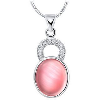 GracefulRound Shape Alloy Womens Necklace With Rhinestone(1 Pc)(Pink,White)