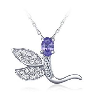 Fashion Dragonfly Shape Silvery Alloy Womens Necklace With Rhinestone(1 Pc)