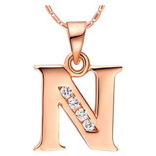 Fashion N Logo Alloy Womens Necklace With Rhinestone(1 Pc)(Gold,Silvery)