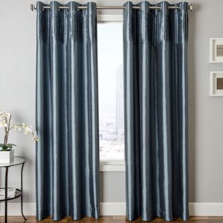 Colfax Faux Silk Grommet Top Curtain Panel, Blue