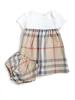 Burberry Infants Check Dress & Bloomers Set   Pale Trench
