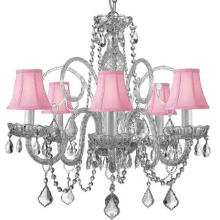 Gallery Murano Venetian Style 5 Light All Crystal Chandelier with Shades