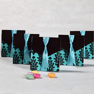 Turquoise And Brown Flourish Favor Box (Set of 12)