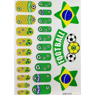 2PCS 20 Brazil World Cup Football Pattern Nail Art Stickers3 Temporary Tattoo
