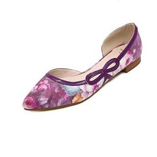 Canvas Womens Flat Heel Ballerina Flats with Satin Flower Shoes (More Colors)