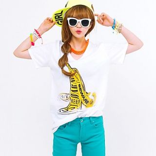 [Pashong] Womens Round Collar T Shirt with Banana Print (More Colors)