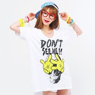 [Pashong] Womens Round Collar Oversized T Shirt with Picture Print (More Colors)