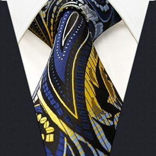 Mens Casual Floral Print Blue Silk Necktie