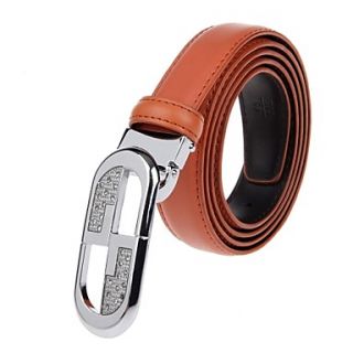 Womens Stylish Cow Split Leather Belt W/ Zinc Alloy Buckle