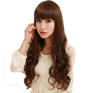 Roll Capless Full Bang Synthetic Stylish Long Wavy Wigs 3 Colors Available