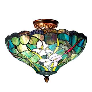 Flush Mount, 2 Light, Mediterranean Style Creative Metal Organic Glass Welding