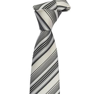 Mens Italy Style Classic Silver Grey Business Leisure Striped Microfibre Necktie