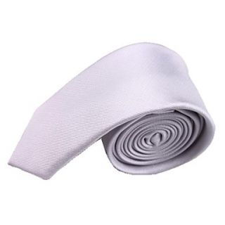 Mens Solid Colour Light Grey Narrow Microfibre Necktie