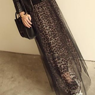 Womens Spring Fashion Mesh Leopard Chiffon Skirts