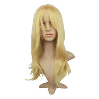 Capless Long Golden Wavy Synthetic Hair Wig