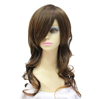 Capless Synthetic Long Dark Brown Curly Synthetic Hair Wig