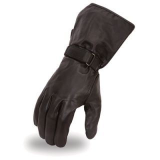 Mens Gauntlet Motorcycle Gloves   Black, XL, Model# FI126GEL