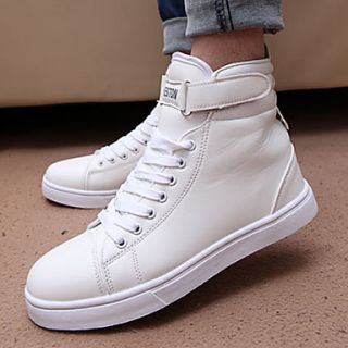Trend Point Mens Fashionable Slim Fit Leather Sneakers(White)