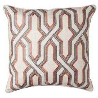 Threshold Embroidered Fretwork Toss Pillow   Coral (18x18)