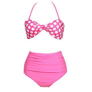 Womens Vintage Style Pink Polka Bikini