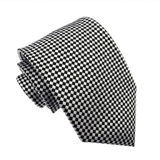 Mens Italy Style Classic Black White Plaid Business Leisure Microfibre Necktie