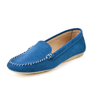XNG 2014 Summer Simple Shallow Mouth Leather Peas Shoes (Blue)