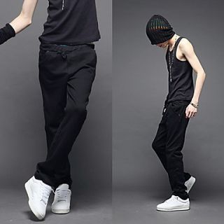 Shishangqiyi Circular Design Patch Pockets Korean Couple Male Sports Pants(Black)
