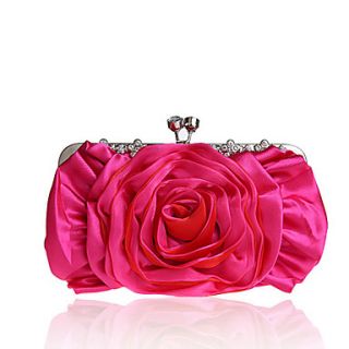 BPRX New WomenS Two Large Flowers Noble Silk Evening Bag (Rose Red)