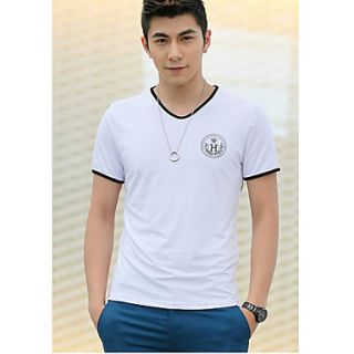 Shishangqiyi Korean Slim V Neck Short Sleeved Fashion T Shirt(White)