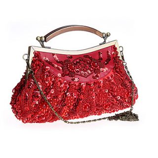 BPRX New WomenS Retro Handmade Traditional Exquisite Beaded Evening Bag (Red)