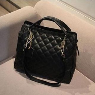HONGQIU Womens Elegant Leather Tote Bag(Black)
