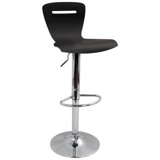 H2 Wood Hydraulic Black Barstool (BlackMaterials Wood, chromeHardware finish ChromeNumber of stools OneStool Height/Seat Height 23 to 32 inchesDimensions 41 inches high x 16 inches wide x 17 inches deepAssembly required )