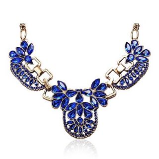 Royal Blue Crystal Statement Necklace Rhinestone Jewelry
