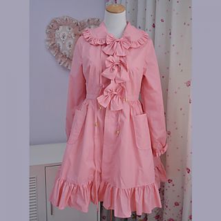 Long Sleeve Pink Polyester Sweet Lolita Coat with Bow