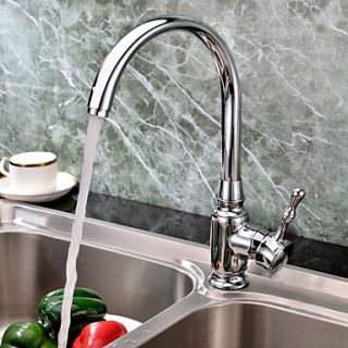 Classic Solid Brass Kitchen Faucet   Chrome Finish