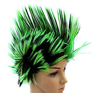 Green Cristate Synthetic Wig Mixed Colors
