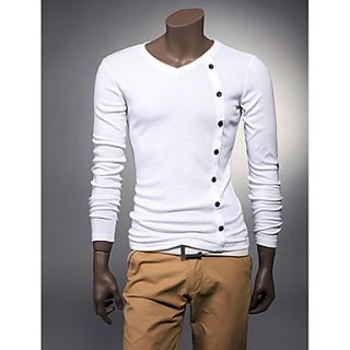 Midoo Long Sleeved Button Line T Shirt(White)