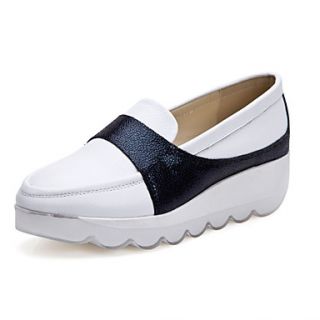 XNG 2014 New Casual Leather Wedges Rubber Bottom Muffin Shook Comfortable Shoes (White)