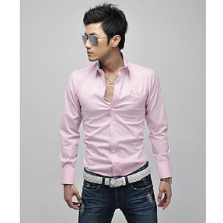 Shishangqiyi Long Sleeved Slim Korean Cotton Shirt(Pink)