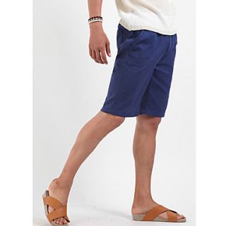 Shishangqiyi Linen Tight Casual Beach Cotton Shorts(Navy Blue)