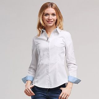 Veri Gude Womens Long Sleeve Bodycon Work 100% Cotton White Shirt